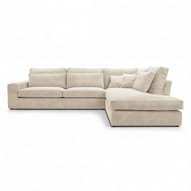 Beautysofa ROHOVÁ pohovka Parma bez funkce spaní, manšestrová látka, krémová, pravá