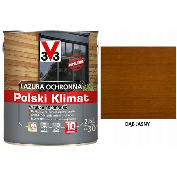 Lazura V33 Polský Klima 10 let 2,5 L odolný Dub světlý satén