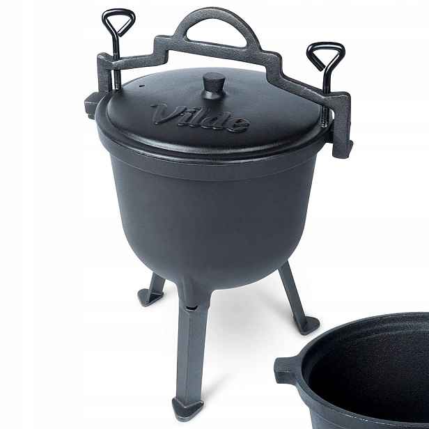 Litinový kotlík na nožičkách s víkem na oheň Grill Cast Line 8 l