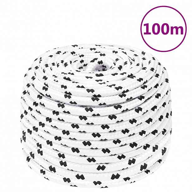 vidaXL Pracovní lano bílé 10 mm 100 m polyester