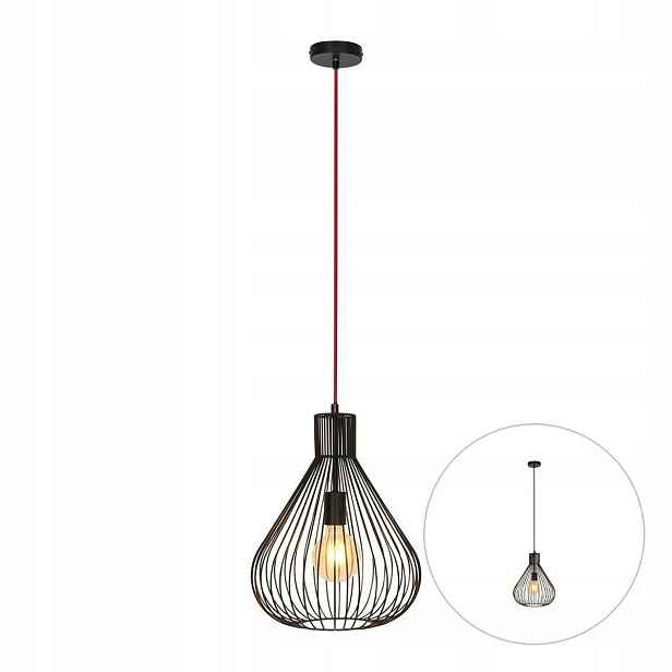 Závěsná lampa Industriální Černá Kovová E27 Převis Lustr Zille Rabalux