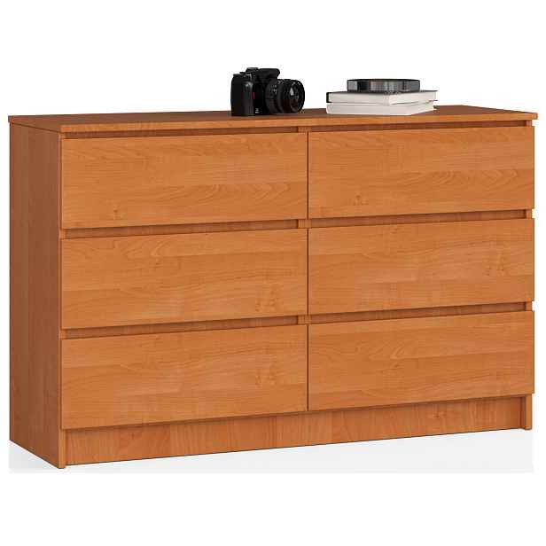 Ak furniture Komoda Kuba 120 cm 6 šuplíků olše