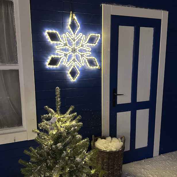 Easy Fix 2D LED světelná vločka IX, 67 × 67 cm, teple bílá, závěsný