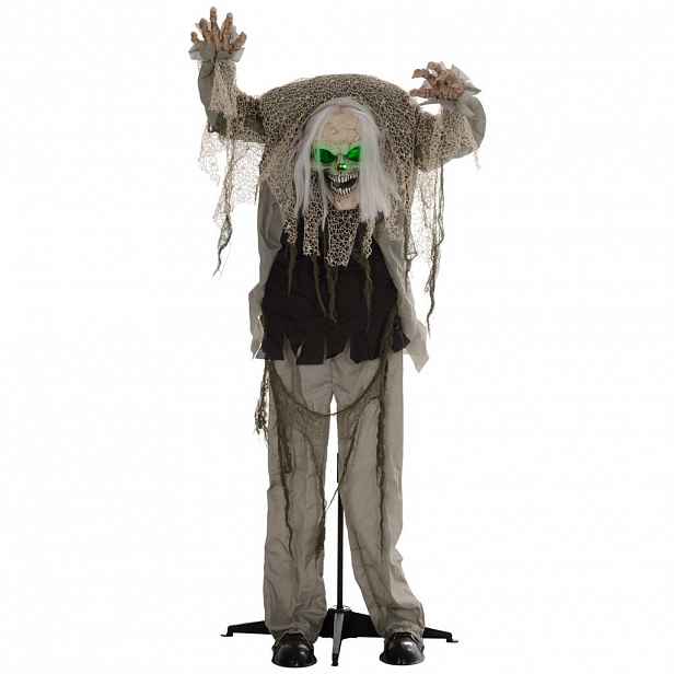 HOMCOM 160 cm halloweenská dekorace stojící kostra s LED světly, zvuková funkce