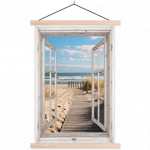 MuchoWow PLAKÁT S MAGNETICKOU LIŠTOU Okno - Moře - Pobřeží - Příroda - výhled - Pláž - Waddenské moře 40x60 cm