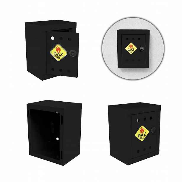 Plynová Skříňka 25x20x15 Černý Bez Zadní Skříňka Na Plynový Ventil Ocelová