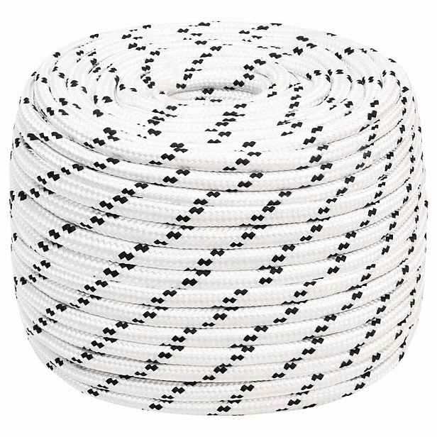 vidaXL Splétané lodní lano bílé 12 mm x 25 m polyester
