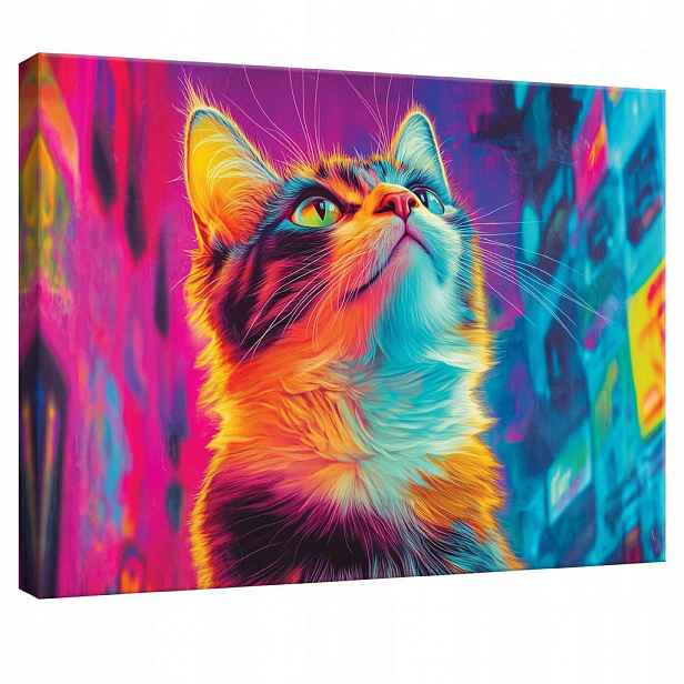 Wallarena OBRAZ na plátně Abstraktní kočka Pop Art Modern 100x70