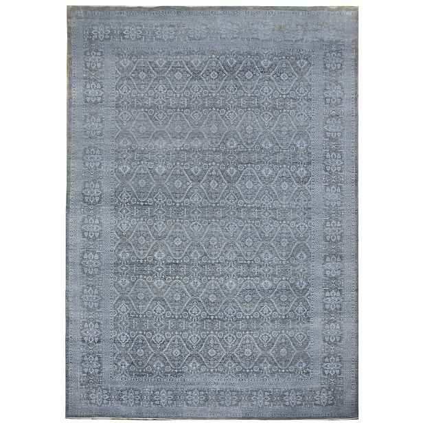 Ručně vázaný kusový koberec Diamond DC-HALI B Light grey/blue, 180x275, modrá, chodba / předsíň, Diamond Carpets India