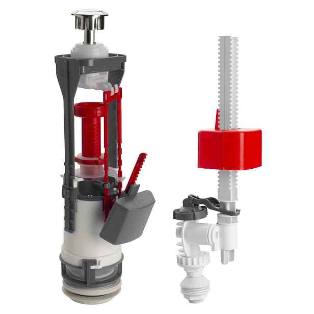 Sapho Splachovací souprava s DUAL tlačítkem, spodní napouštění 1/2", chrom