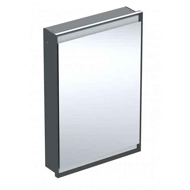 Geberit ONE - Zrcadlová skříňka s LED osvětlením, 60x90x15 cm, panty vlevo, vestavná, matná černá 505.800.00.7