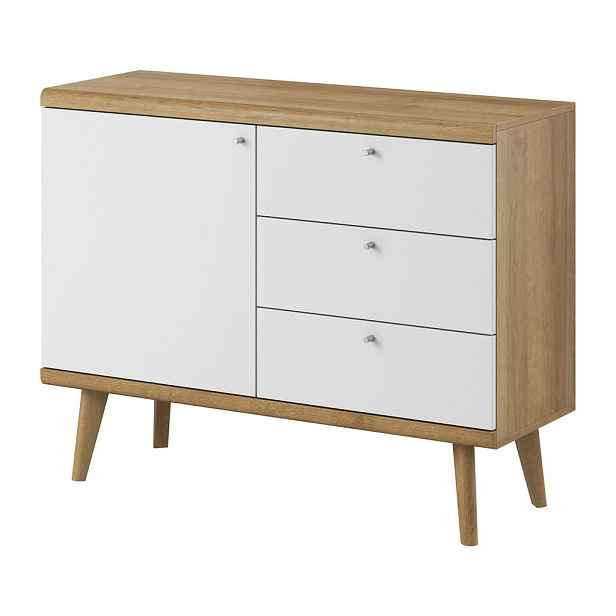 MASSENO KOMODA PRIMARIO, 107/83/40 cm se 3 zásuvkami, počet dvířek: 1, dekor dub
