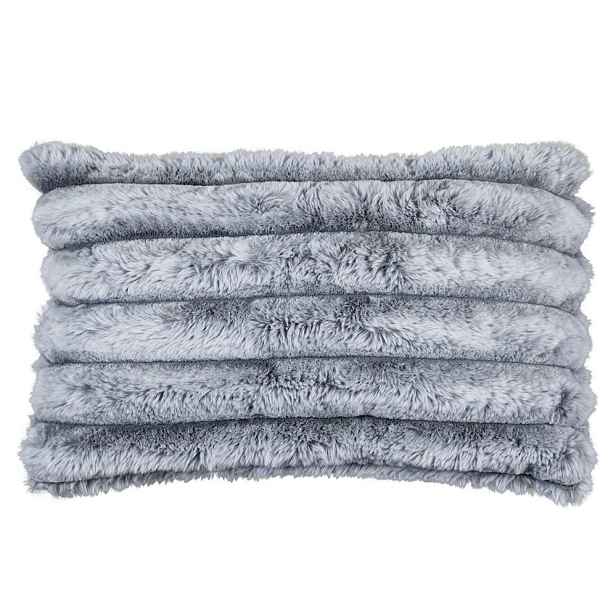 Šedý plyšový měkoučký žebrovaný polštář Soft Rabbi - 30*15*50cm  Mars & More
