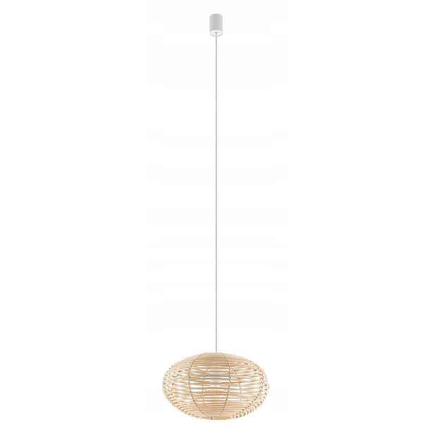 Závěsná lampa Rattan Bílá Hnědá Abažur 1xE27 40 cm Stropní Svítidlo Dům