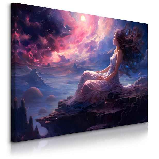 Muralo OBRAZ NA PLÁTNĚ Pohádková Země Žena Abstrakce 120cm x 80cm