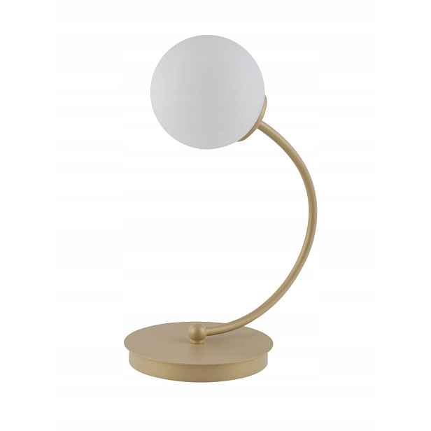 Dekorativní minimalistická stolní lampa zlatá béžová skleněná koule Sigma