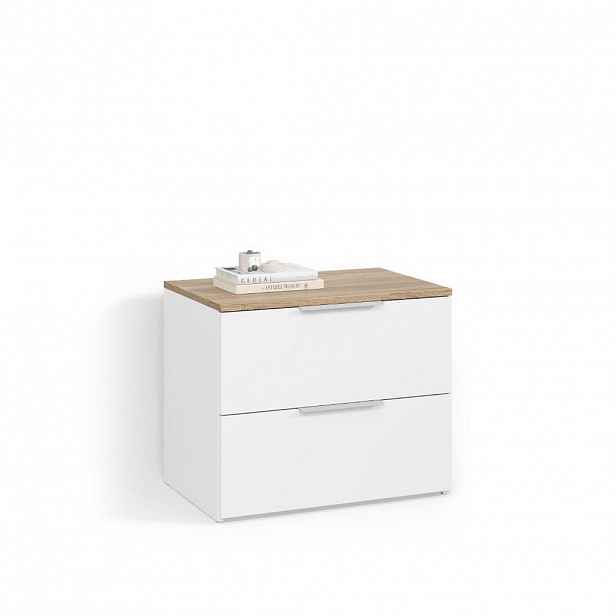 Livinity® KOMODA Piave Bílá/Sonoma 60 x 50 cm se 2 zásuvkami