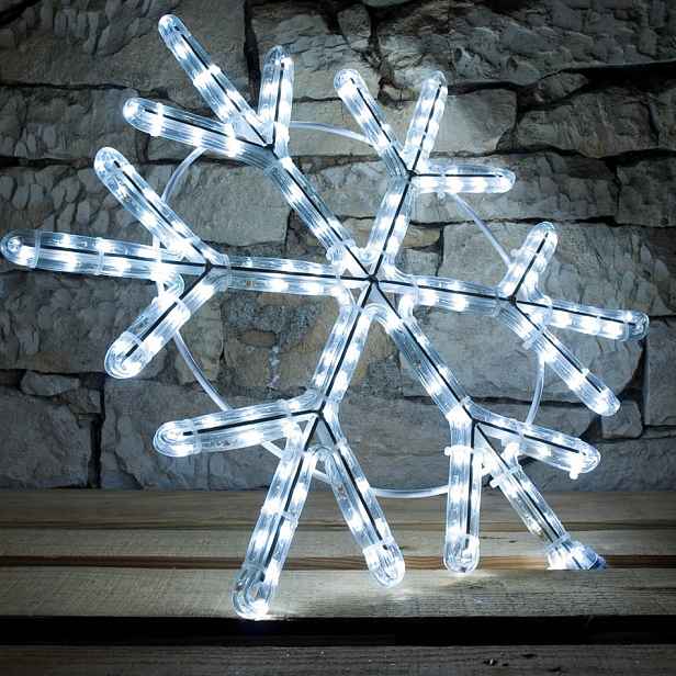 Easy Fix 2D LED světelná vločka V, Ø 60 cm, ledově bílá, sada na veřejné osvětlení, hliník