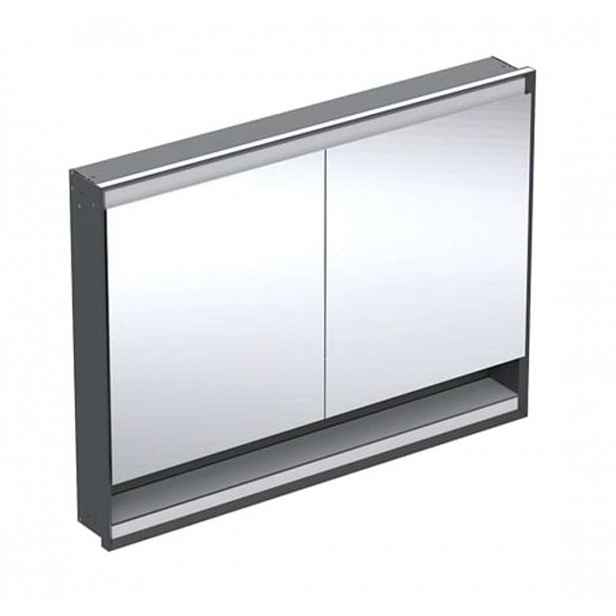 Geberit ONE - Zrcadlová skříňka s LED osvětlením, 120x90x15 cm, 2 dvířka, s nikou, vestavná, matná černá 505.825.00.7