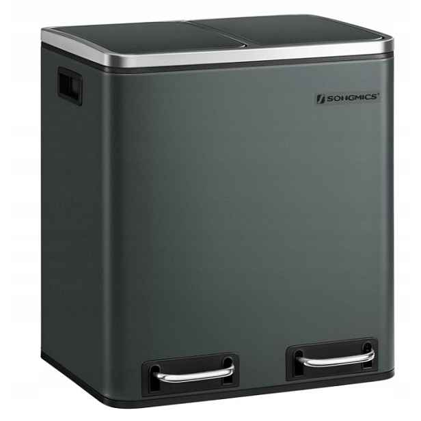 Praktický prostorný odpadkový koš, 2 komory x 15 l pro třídění odpadu