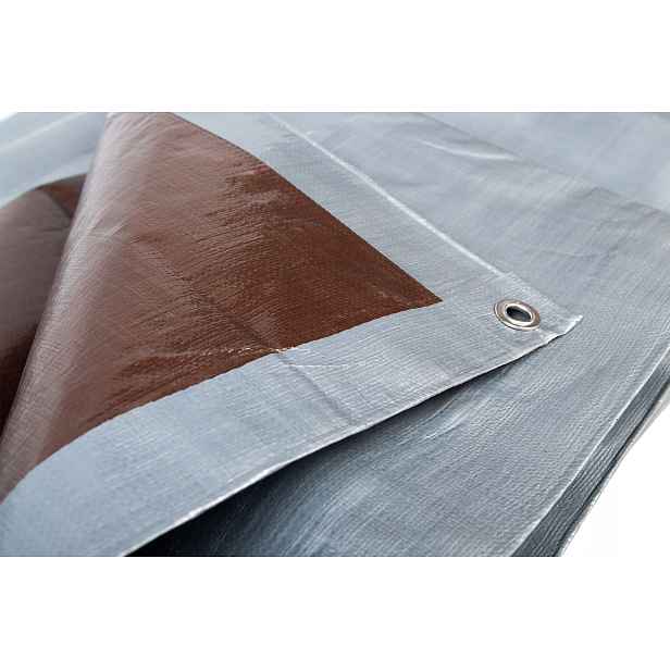 Stříbrno-hnědá Hrubá Vyztužená Plachta 210 g/m2 6X8 m