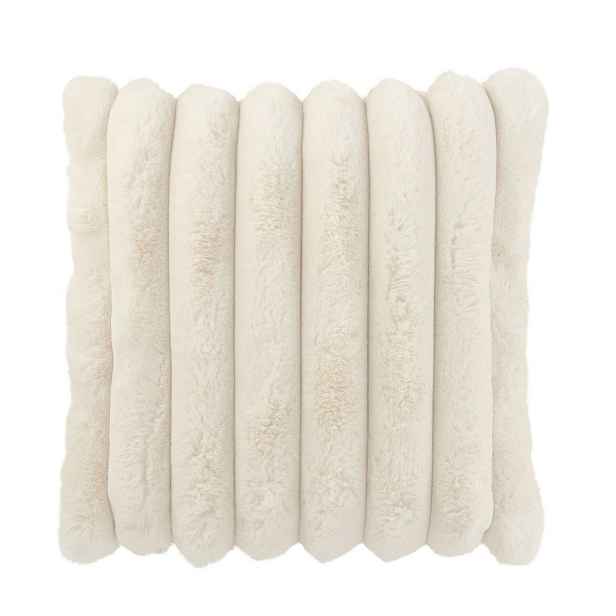 Bílý plyšový měkoučký žebrovaný polštář Soft Gio - 45*45 cm  J-Line by Jolipa
