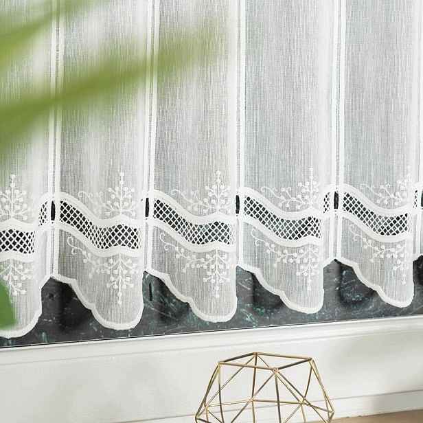 Mg Vitrážová Záclona vyšívaná guipure 44716 bambus Ecru 300x60 cm G