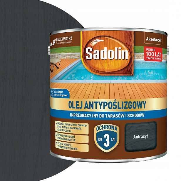 Sadolin Protiskluzový ochranný olej na terasy 3 Roky 2,5L Antracit