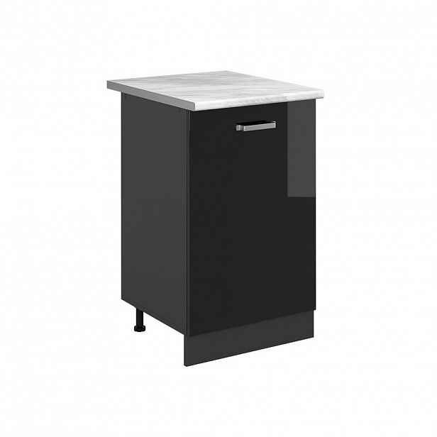 Vicco SPODNÍ SKŘÍŇKA KUCHYŇSKÉ LINKY R-Line, Černý vysoký lesk/Antracit, 50 cm pracovná doska Mramor