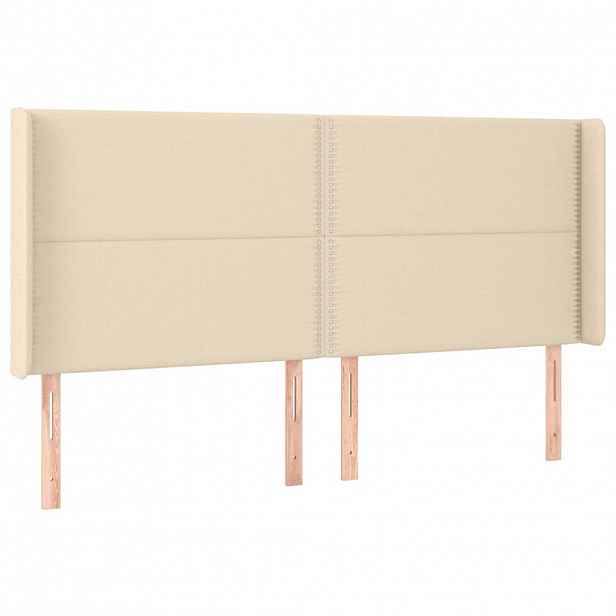 vidaXL Čelo postele typu ušák krémové 183x16x118/128 cm textil