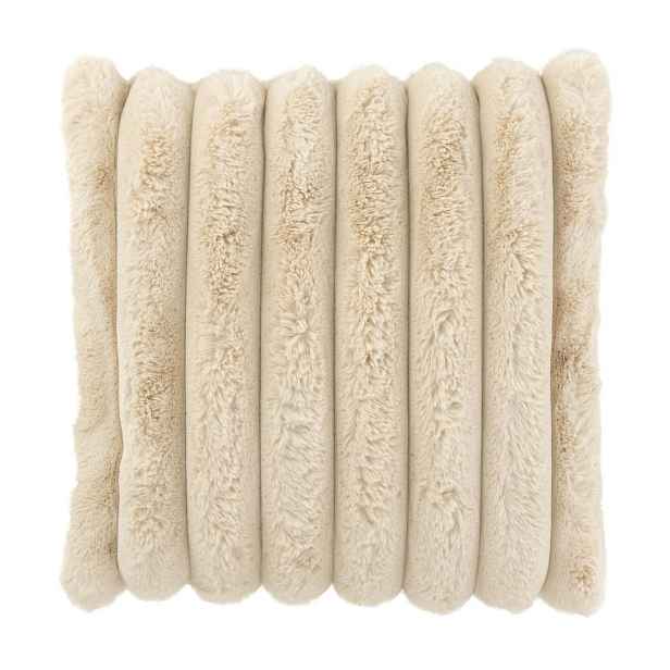 Béžový plyšový měkoučký žebrovaný polštář Soft Gio - 45*45 cm  J-Line by Jolipa