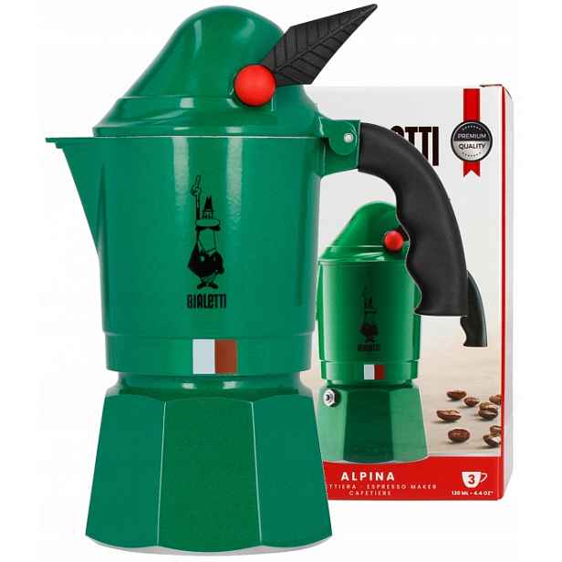 Bialetti Moka konvička Moka Express Alpina 3šálky 150 Ml Zelená Hliník