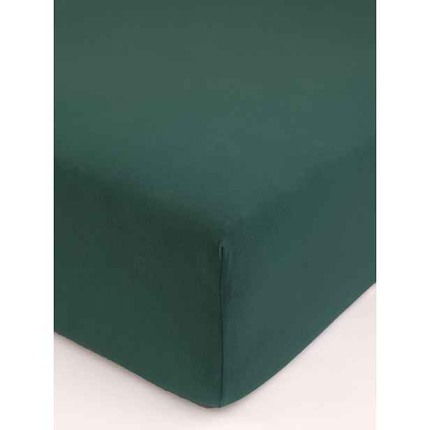 MKLuzkoviny.cz Jersey prostěradlo s elastanem Deluxe 140 × 200 cm – tmavě zelené