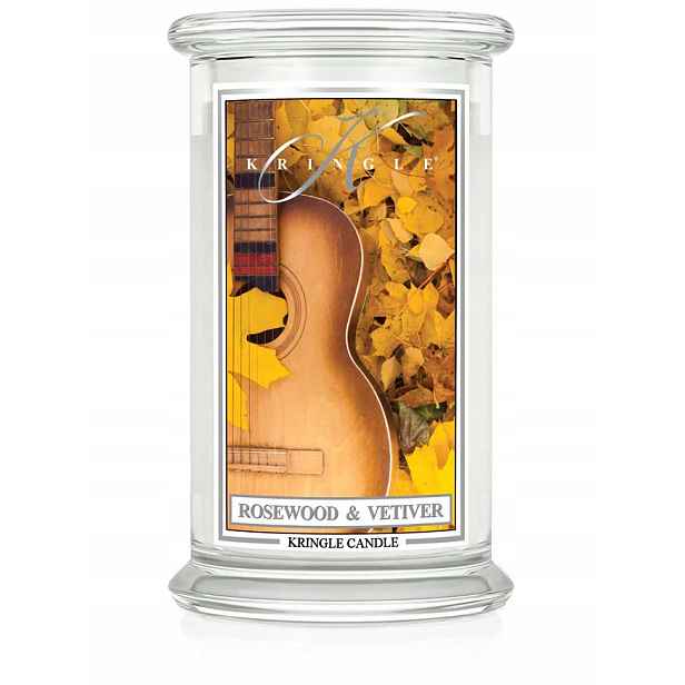 Rosewood & Vetiver – Kringle Candle – velká svíčka se dvěma knoty (624 g)