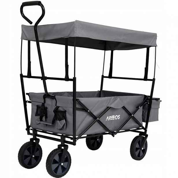 Skládací transportní vozík se stříškou, nosnost do 70 kg, šedý