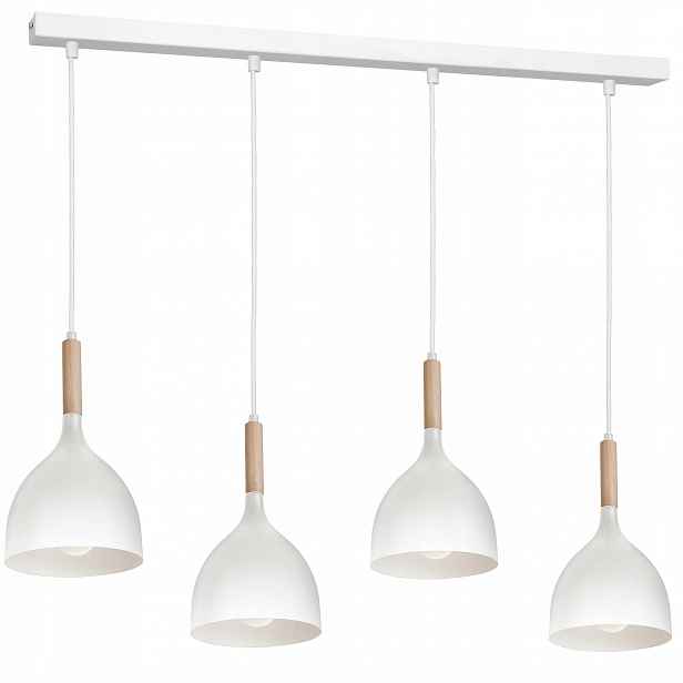 Závěsné stropní svítidlo Noak Wood Bílá Hnědá 4xE27 moderní do obývacího pokoje