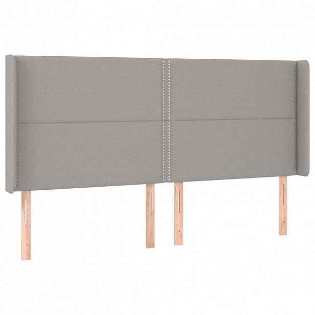 vidaXL Čelo postele typu ušák světle šedé 203x16x118/128 cm textil