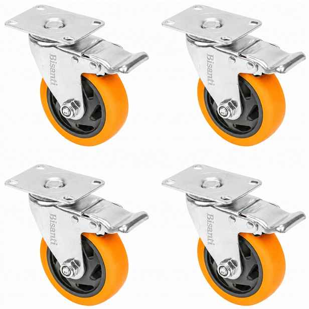 4x Transportní kolečka pro nábytek otočná 100mm 460kg Pvc