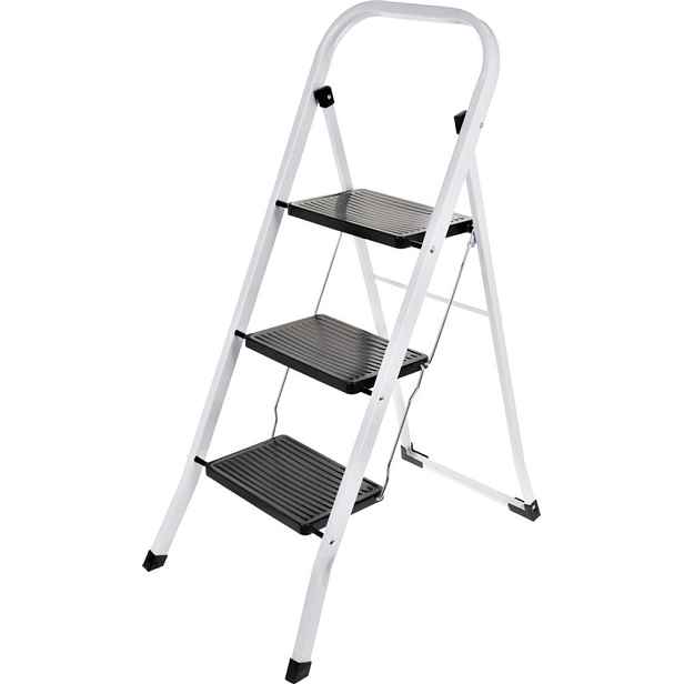 HOMESTYLING Schůdky ocelové 3 nášlapy bílá / černá KO-C80001240