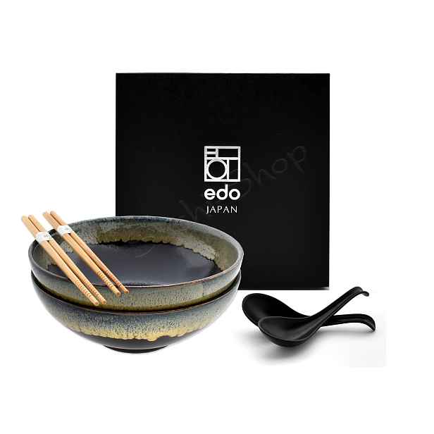 Sada 2 misek s lžícemi a paličkami Ramen Maguma Box 1000 ml