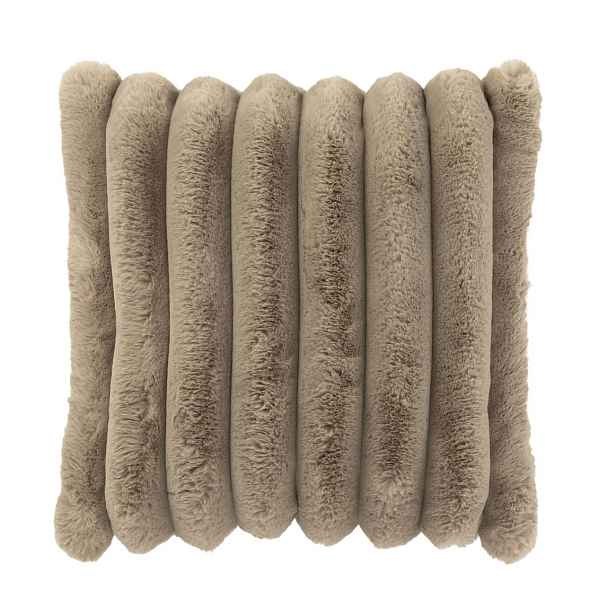 Taupe plyšový měkoučký žebrovaný polštář Soft Gio - 45*45 cm  J-Line by Jolipa