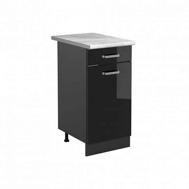Vicco SPODNÍ SKŘÍŇKA KUCHYŇSKÉ LINKY R-Line, Černý vysoký lesk/Antracit, 40 cm pracovná doska Mramor