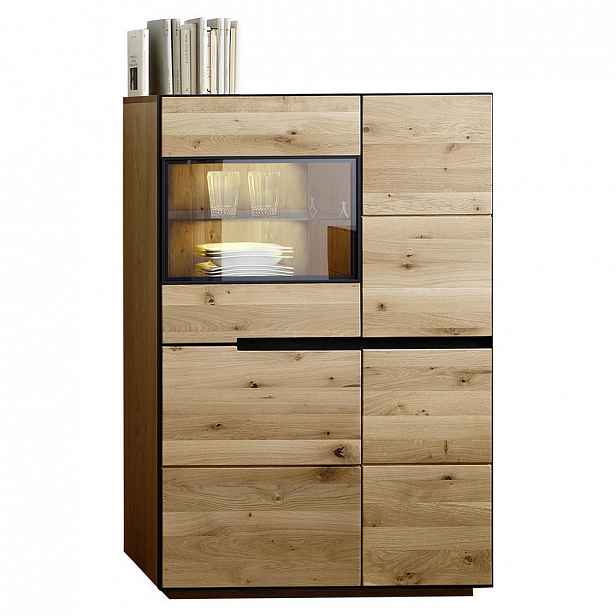 XXXLutz VYSOKÁ KOMODA, dub, antracitová, barvy dubu, 89/136/38 cm Linea Natura - 002815004616