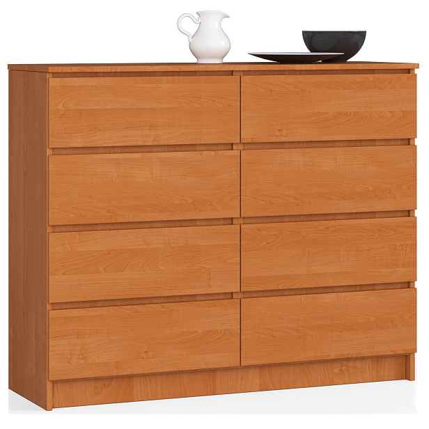 Ak furniture Komoda Kuba 120 cm 8 šuplíků olše
