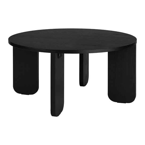 Černý kulatý konferenční stolek s deskou v dubovém dekoru ø 75 cm Kuvu – noo.ma