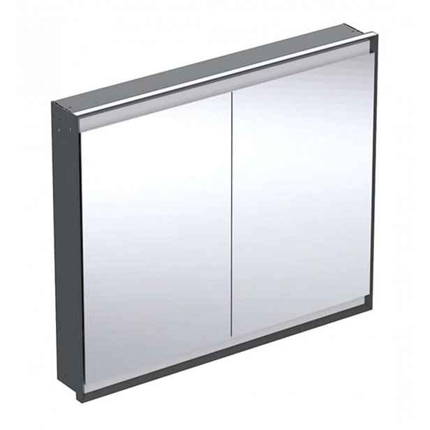 Geberit ONE - Zrcadlová skříňka s LED osvětlením, 105x90x15 cm, 2 dvířka, vestavná, matná černá 505.804.00.7