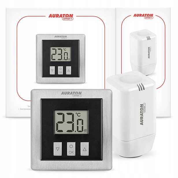 Sada Pro Vytápění Radiátor Set Pokojový Termostat Hlavice Smart Auraton