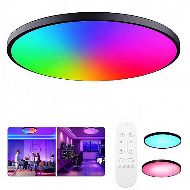 Stropní Svítidlo Stropní Svítidlo Led Rgb Cct Kulatá Barevná 2700K-6500K Černá