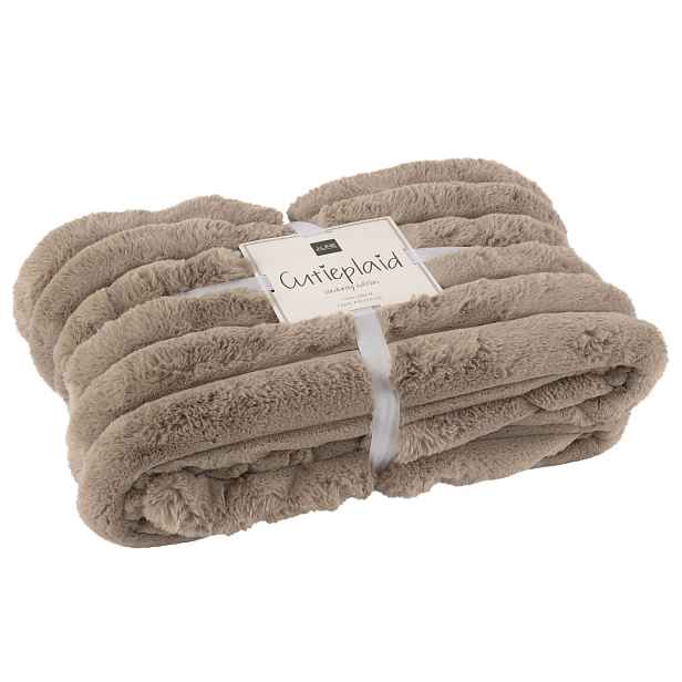 Taupe plyšový měkoučký žebrovaný pléd Soft Gio - 130*180 cm  J-Line by Jolipa