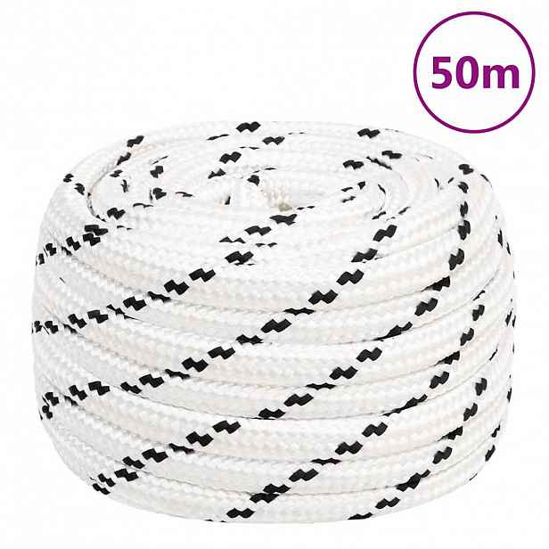 vidaXL Pracovní lano bílé 18 mm 50 m polyester